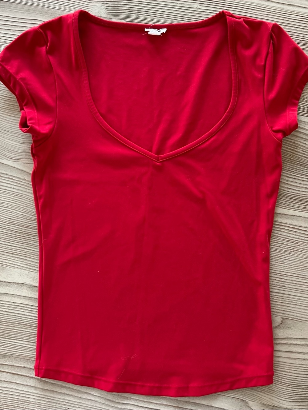Garage Red V-Neck Short Sleeve Tee